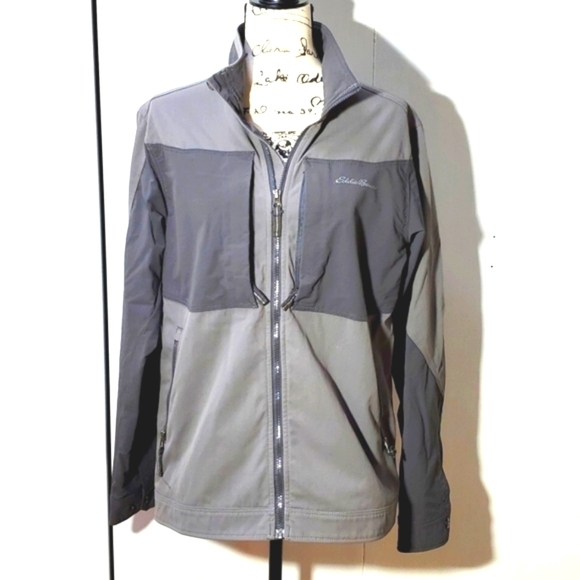 Eddie Bauer- Mens Dark/Light Gray Outdoor Performance Rain Wind Jacket Sz.Medium - Picture 1 of 7